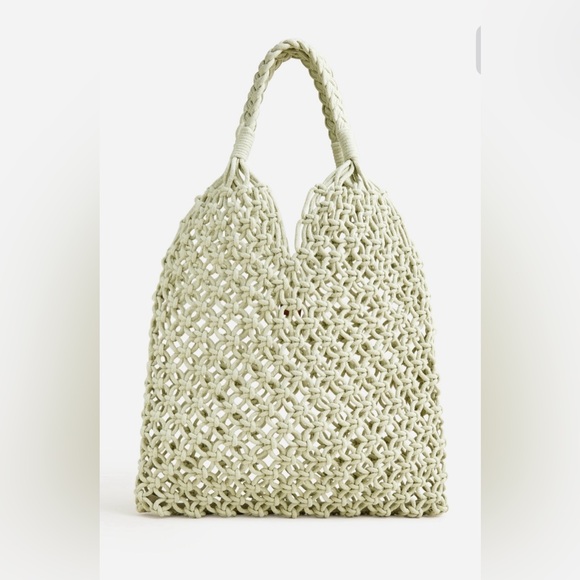 NWT J.Crew Cadiz Hand-Knotted Rope Tote Bag ~ Pale Surplus Green - Picture 1 of 5